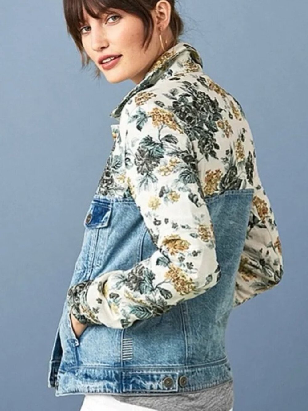 Paige 'Harrison' Floral Embossed Brocade & Denim Jacket • Small - NWOT